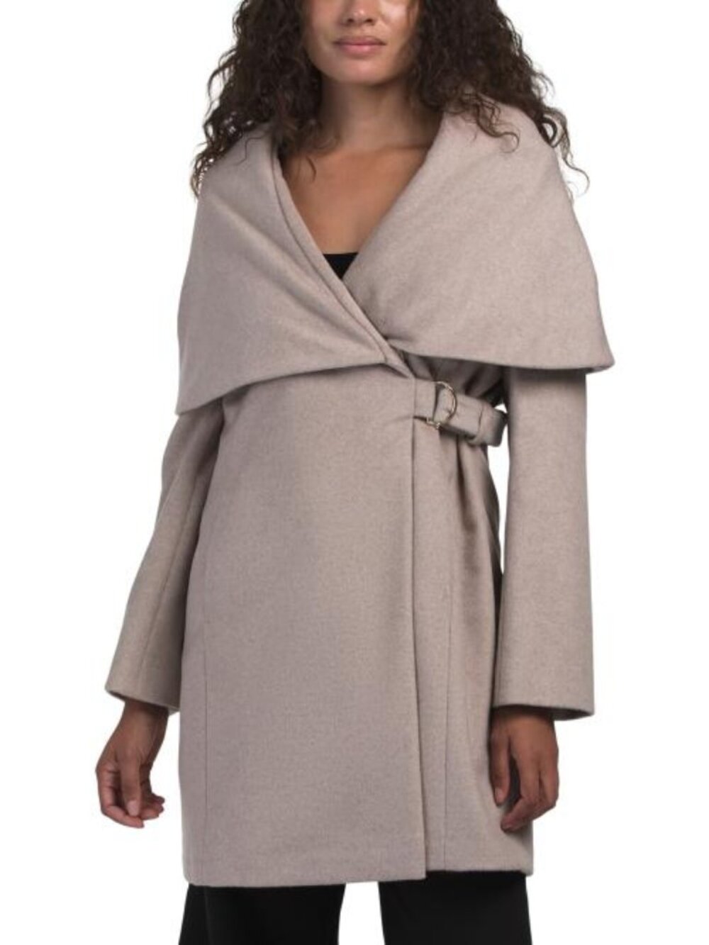 VIA SPIGA Wool Blend Hooded Belted Coat